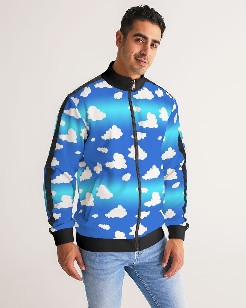 Clouds Pattern Men's All-Over Print Stripe Sleeve Track Jacket