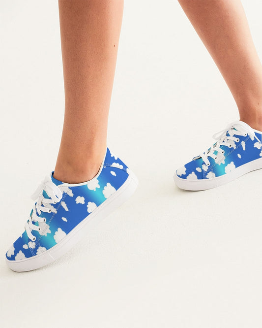 Clouds Pattern Women's Faux-Leather Sneaker