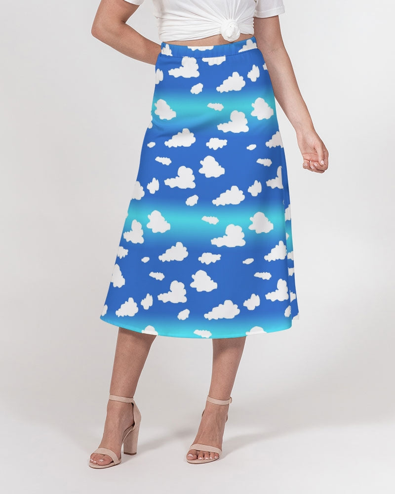 Clouds Pattern Women's All-Over Print A-Line Midi Skirt