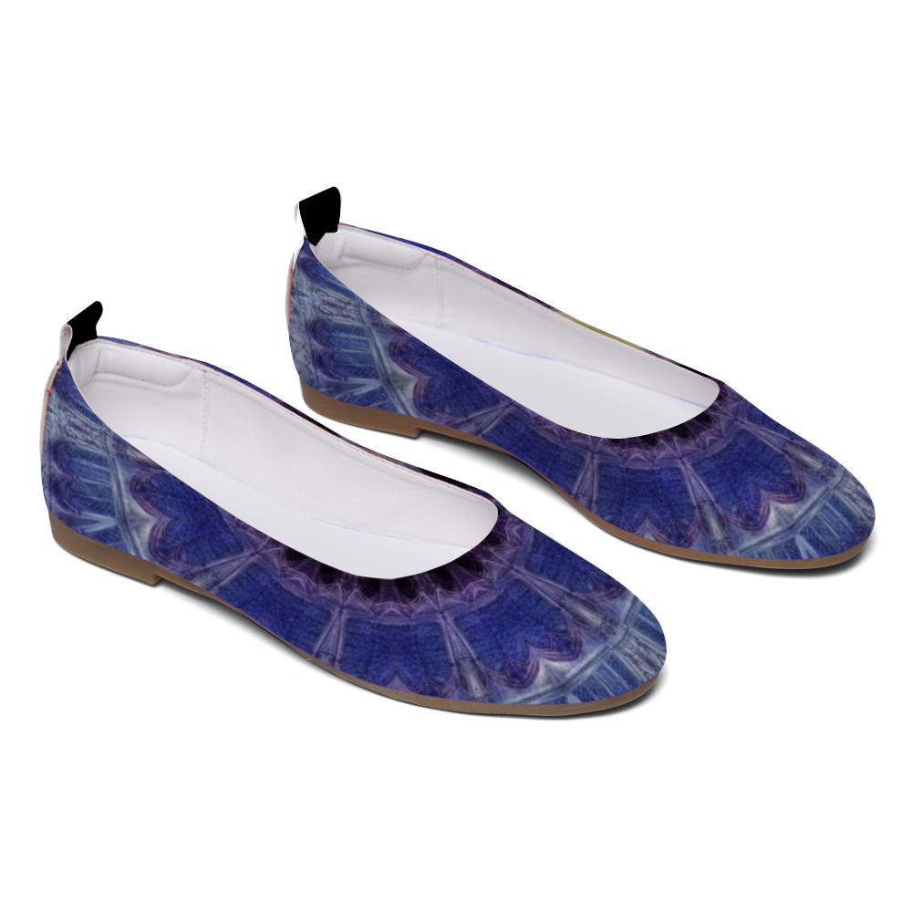 Blue Cathedral Kaleidoscope Custom Unisex Flat Shoes Leather Shoes Comfortable Round Toe Slip