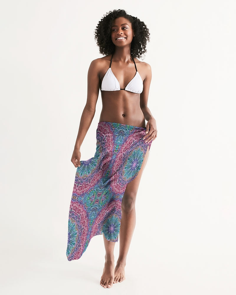 Blue Red Snowflake Kaleidoscope All-Over Print Swim Cover Up