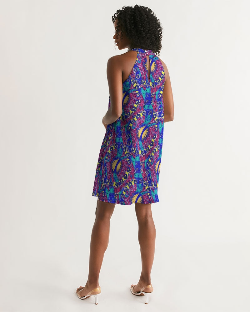 Caribbean Grafitti Women's All-Over Print Halter Dress