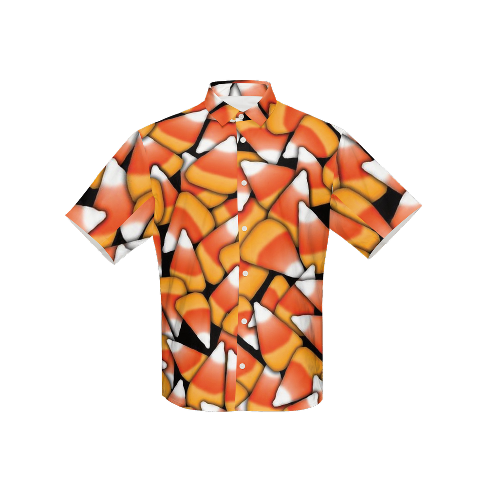 Candy Corn Women's Short-Sleeve Button-Up Shirt-Cotton Feel