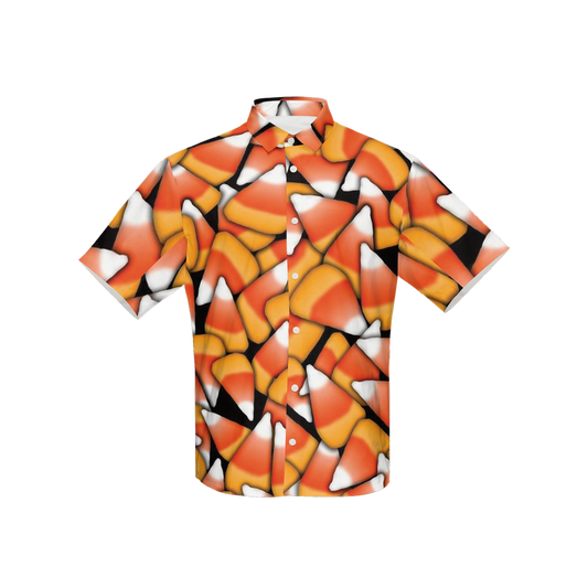 Candy Corn Women's Short-Sleeve Button-Up Shirt-Cotton Feel