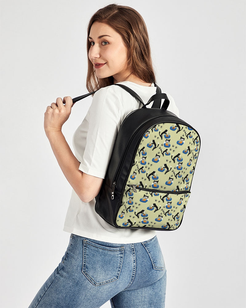 Cat and a Fishbowl Classic Faux Leather Backpack