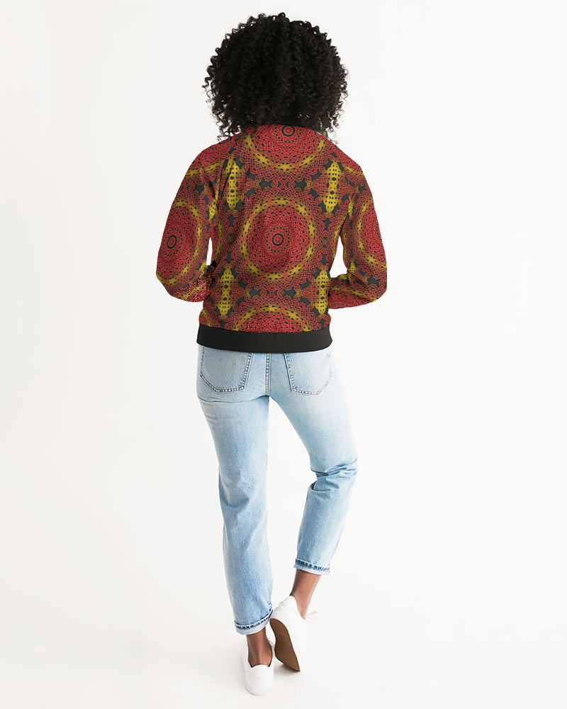 Celtic Orange Spiral Women's All-Over Print Bomber Jacket