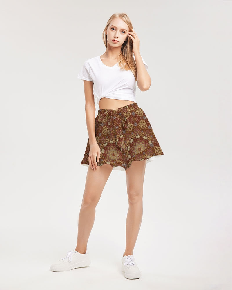 Checkered Star Geometry Women's All-Over Print Ruffle Shorts