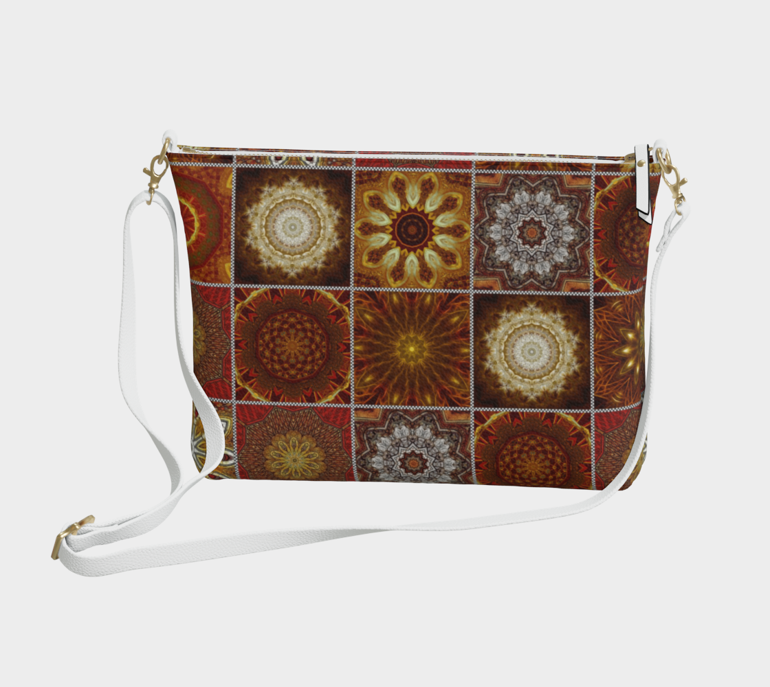 Gold Kaleidoscope Quilt Vegan Crossbody Purse