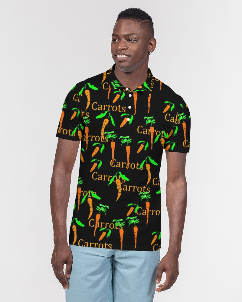 Carrots Pattern Men's All-Over Print Slim Fit Short Sleeve Polo