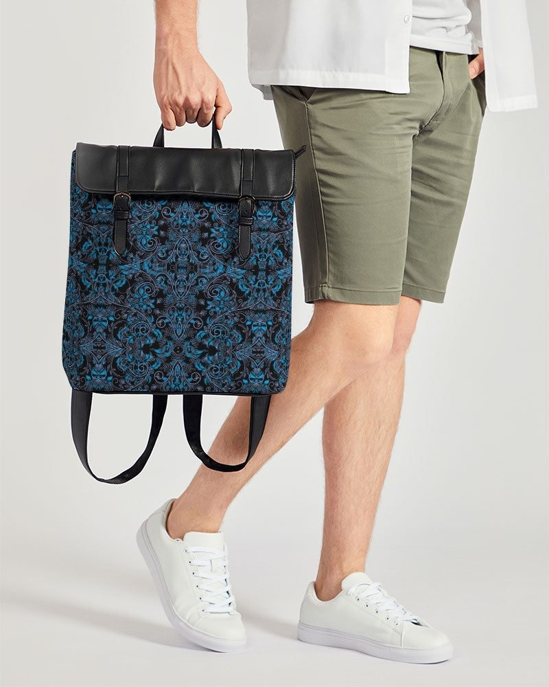 Blue Vines and Lace Casual Flap Backpack