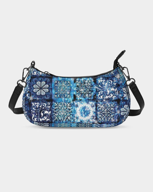 Blue Ice Crystals Motif Petite Canvas Pouch