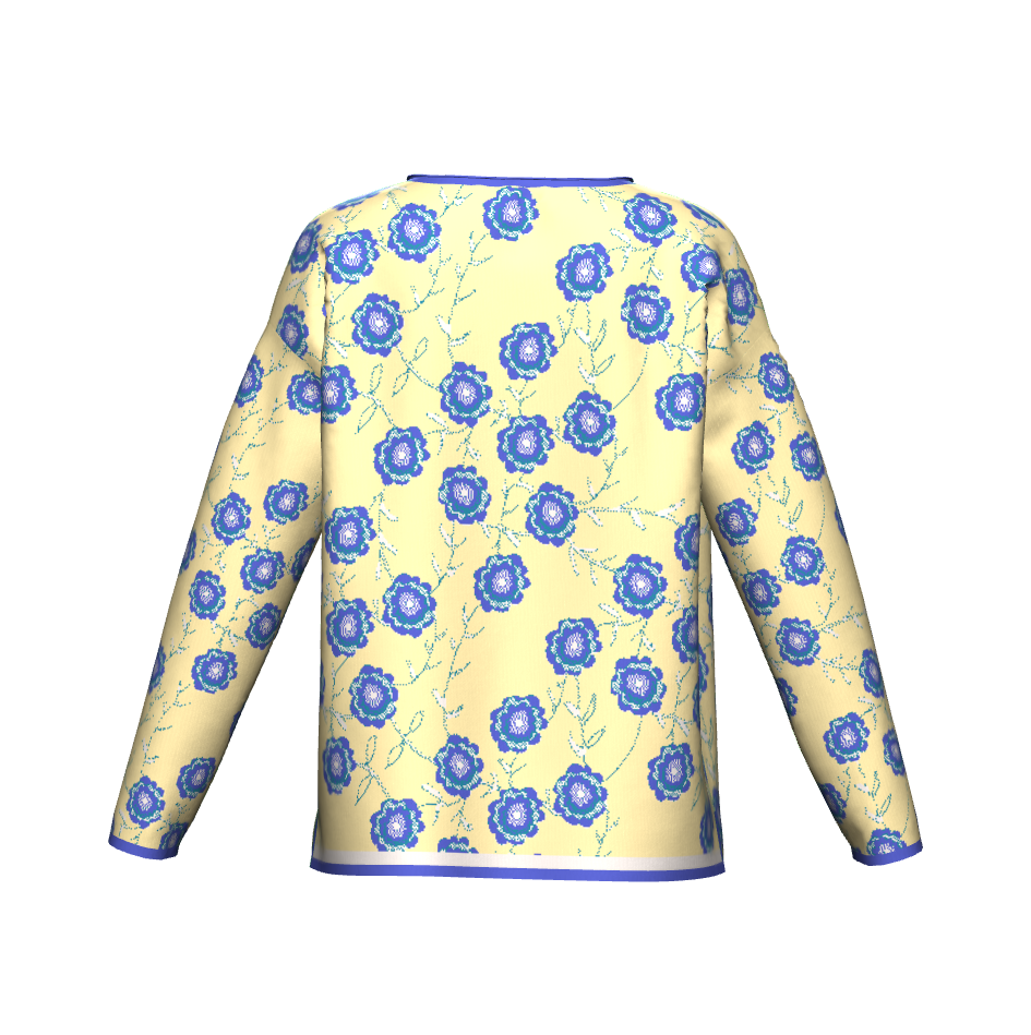 Blue Flowers On Yellow Sweater