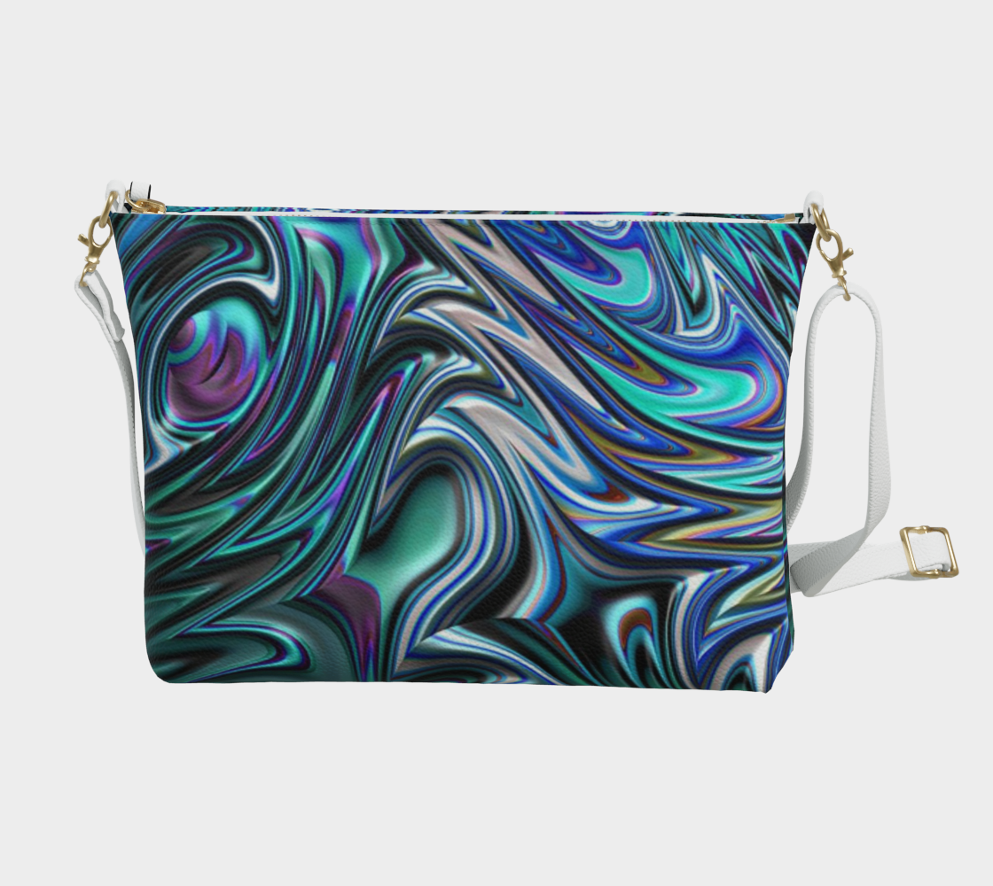 Blue Swirl Fractal Vegan Crossbody Purse