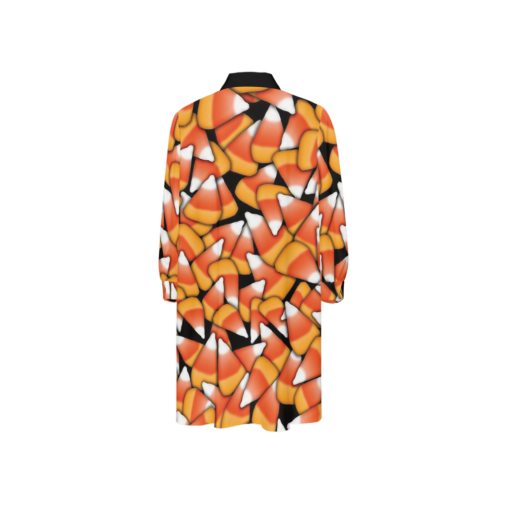 Candy Corn Women's High-Low Long-Sleeve Hem Shirt Silky-like Elegance