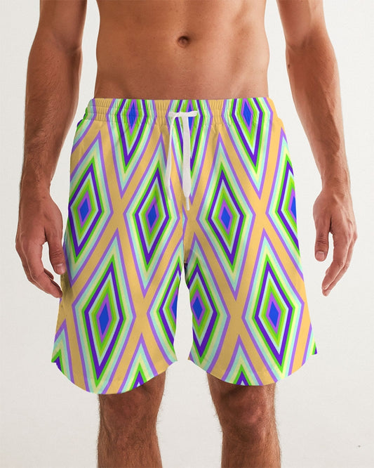 Colorful Diamonds Variation 1 Men's All-Over Print Swim Trunk