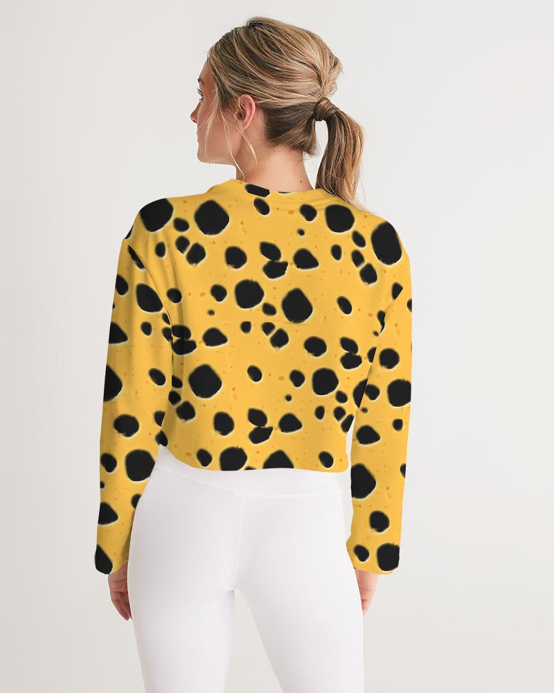 Cheese Women's All-Over Print Cropped Sweatshirt