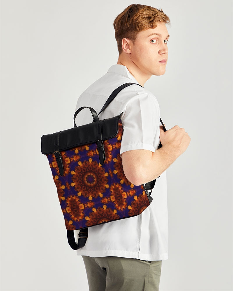 Blue Orange Red Kaleidoscope Casual Flap Backpack