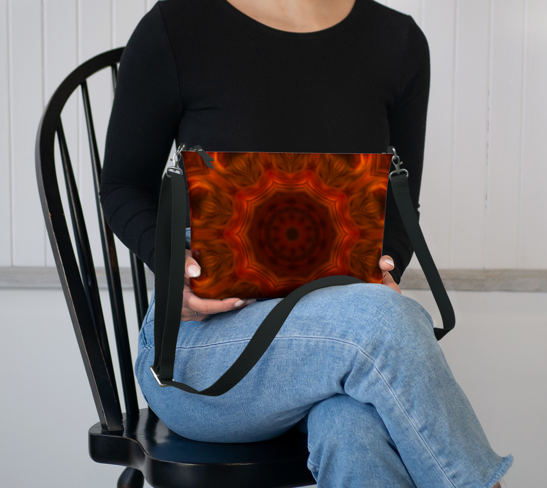 Dark Orange Kaleidoscope Vegan Crossbody Purse