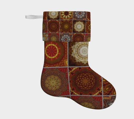 Gold Kaleidoscope Quilt Christmas Stocking