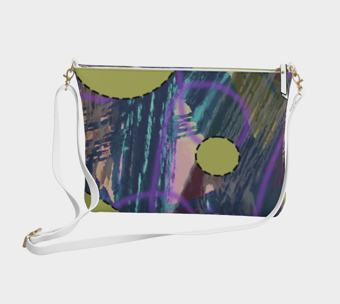 Blue Green Splatter Doodle Vegan Crossbody Purse