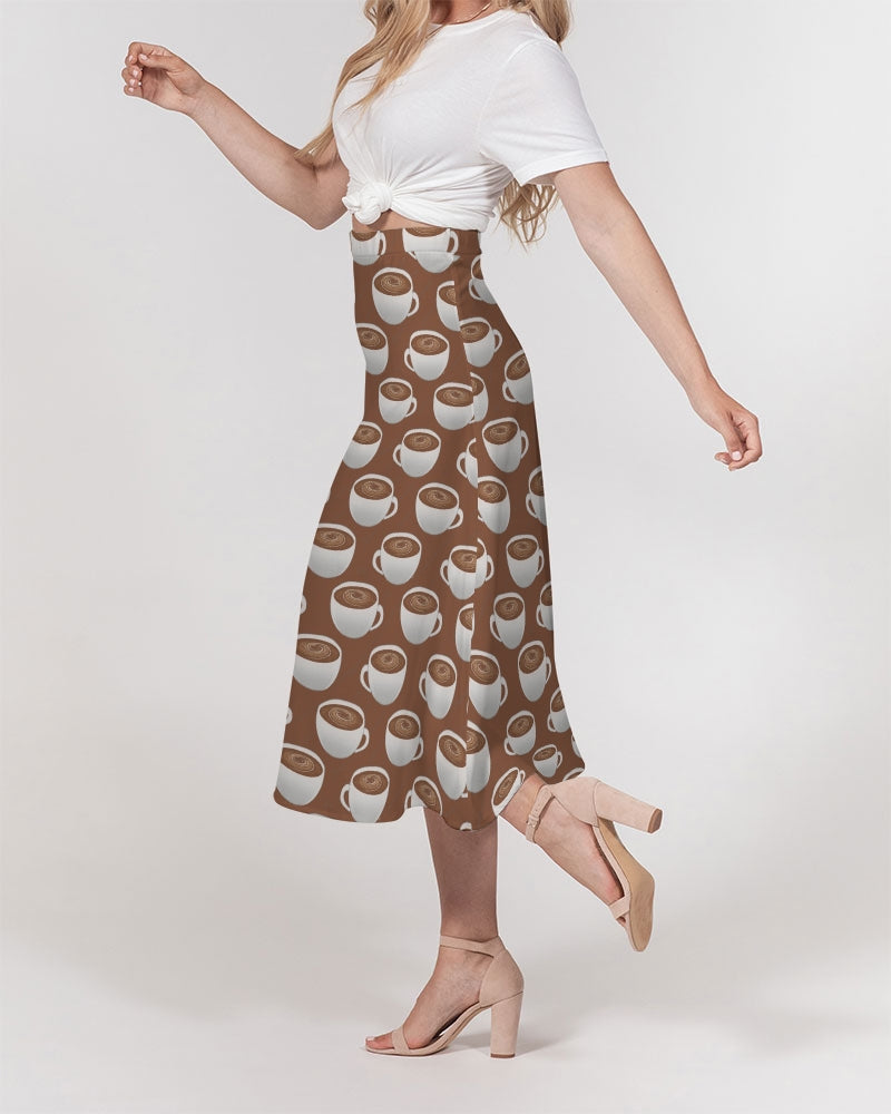 Coffee on Coffee Women's All-Over Print A-Line Midi Skirt