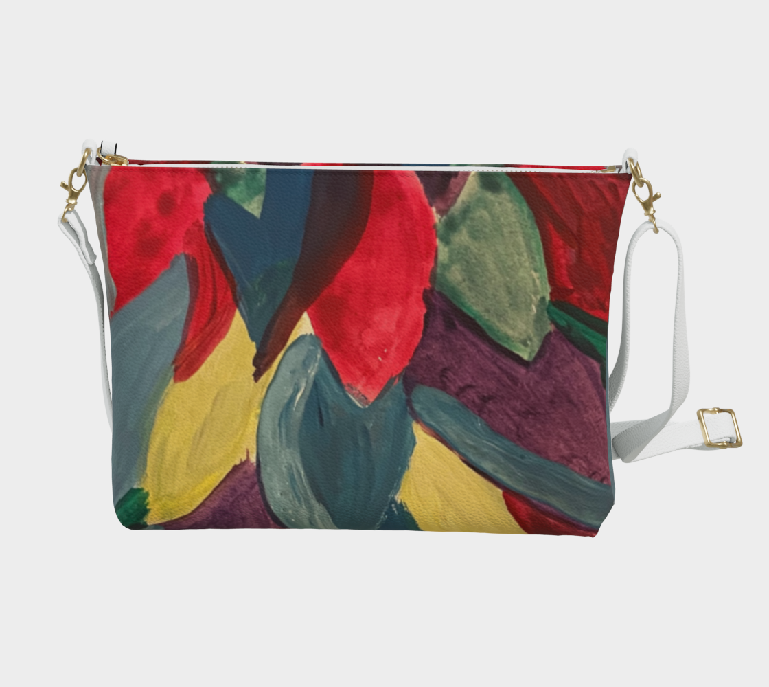 Colorful leaves Watercolor Vegan Crossbody Purse