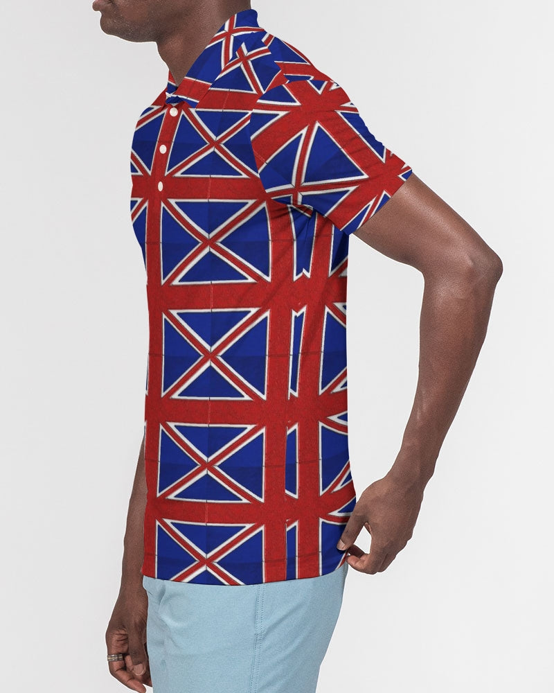 British Flag Pattern Men's All-Over Print Slim Fit Short Sleeve Polo