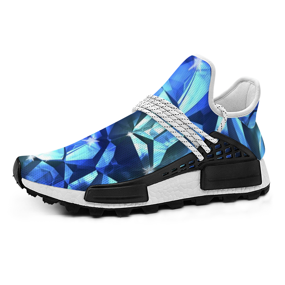 Blue Crystal Pattern Custom Unisex Mid Top Breathable Non-slip Sneakers