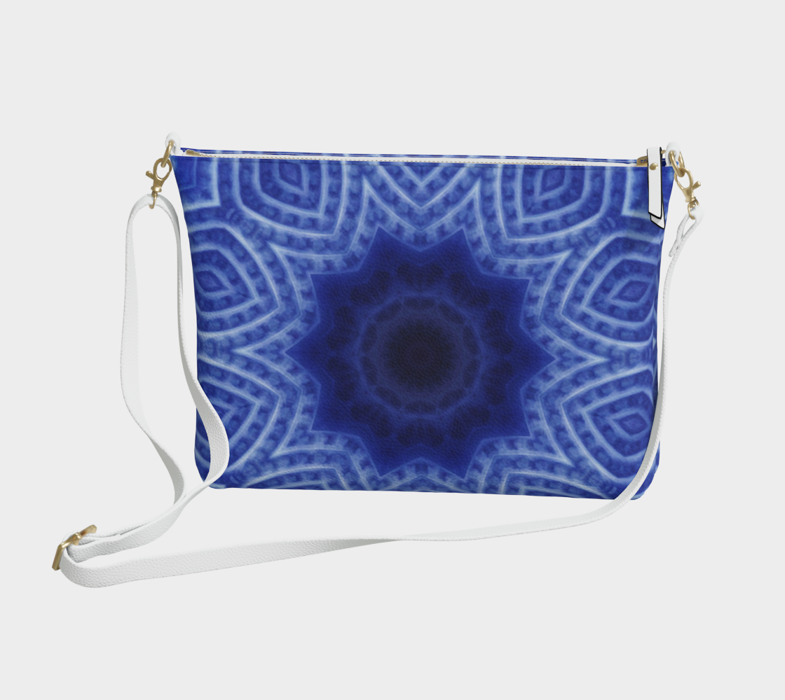 Blue and White Striped Kaleidoscope Vegan Crossbody Purse