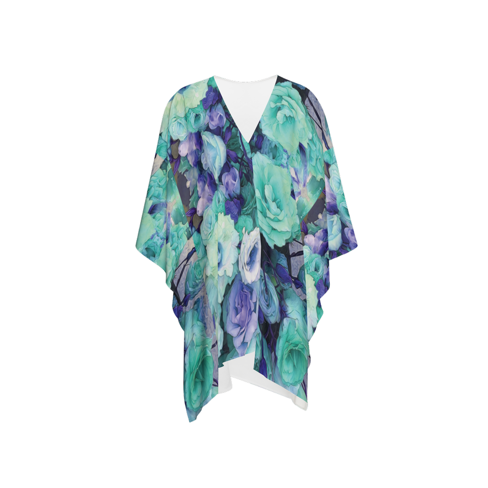 Aqua Flower Kaleidoscope Women's Silky-like Wrap-Ultra-Soft and Smooth