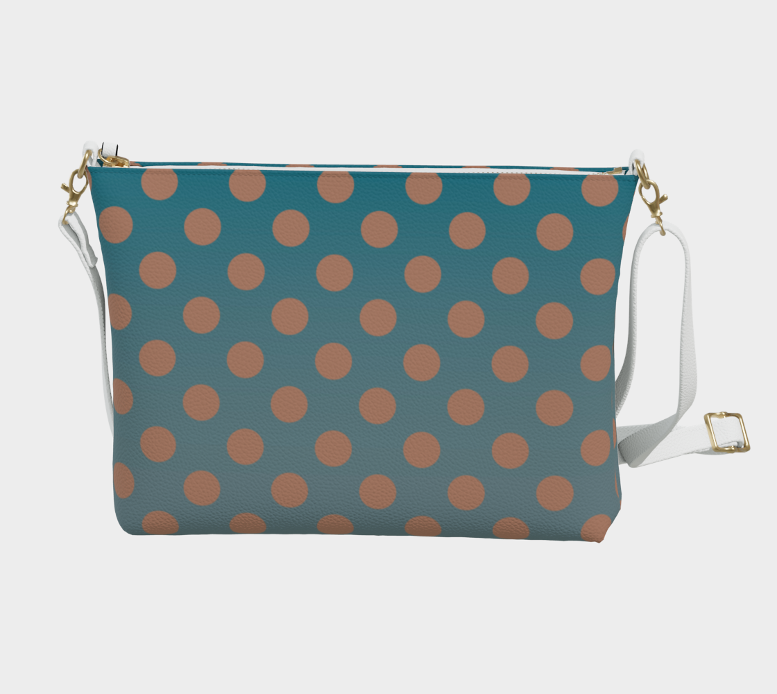 Denim and Brown Polkadots Vegan Crossbody Purse