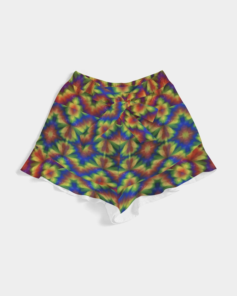Carnival Kaleidoscope Women's All-Over Print Ruffle Shorts