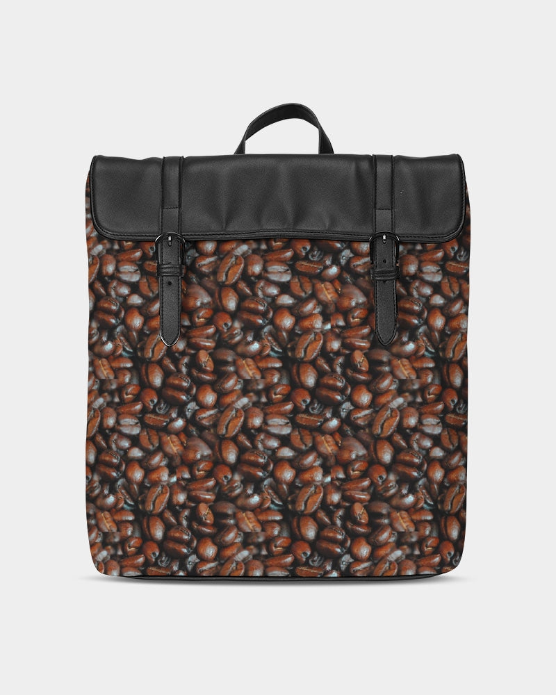 Coffee Bean Pattern Casual Flap Backpack