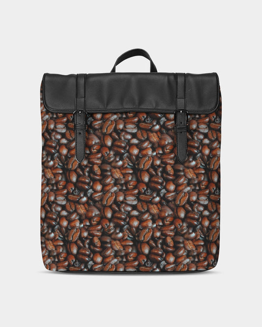 Coffee Bean Pattern Casual Flap Backpack