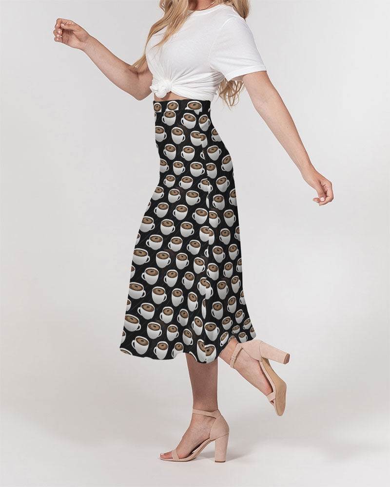 Coffee Pattern Women's All-Over Print A-Line Midi Skirt