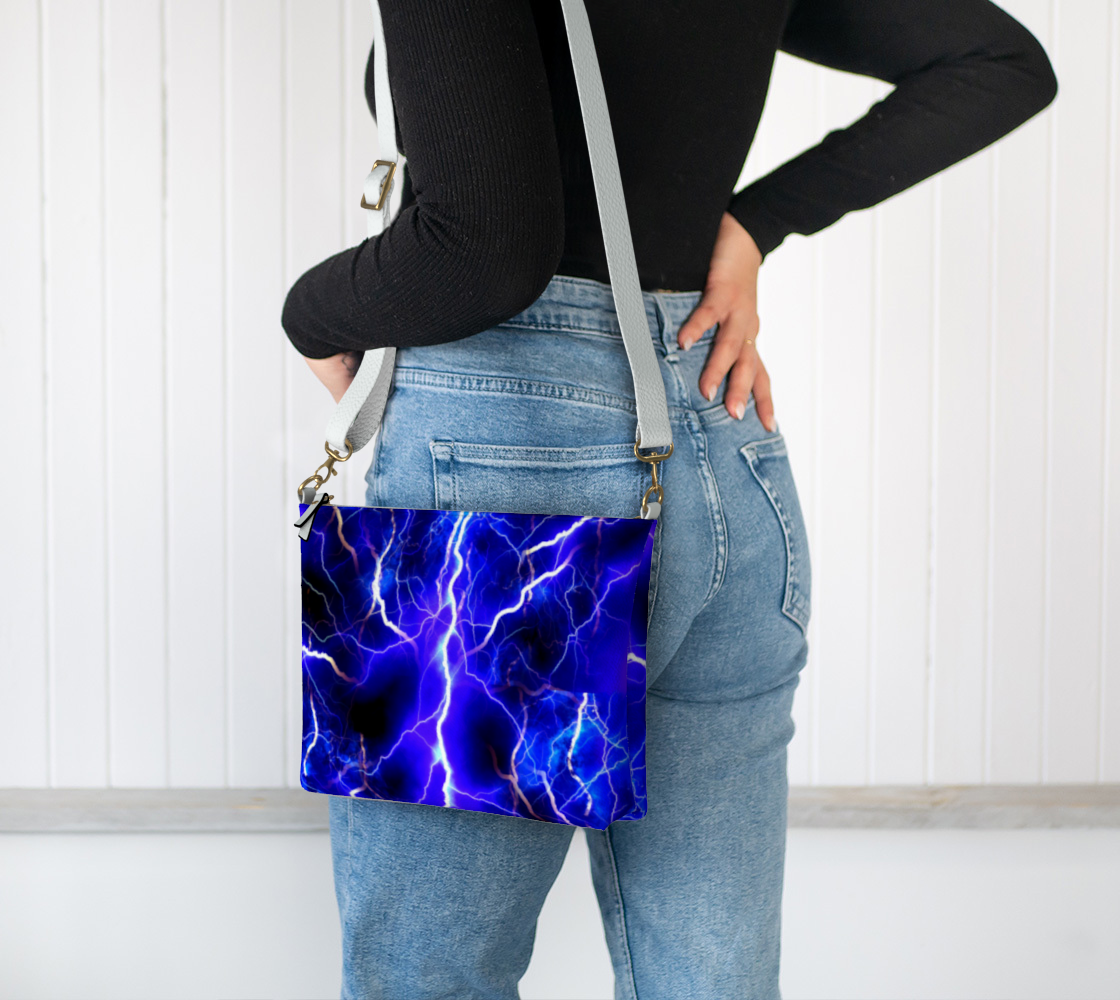 Blue Lightning Vegan Crossbody Purse