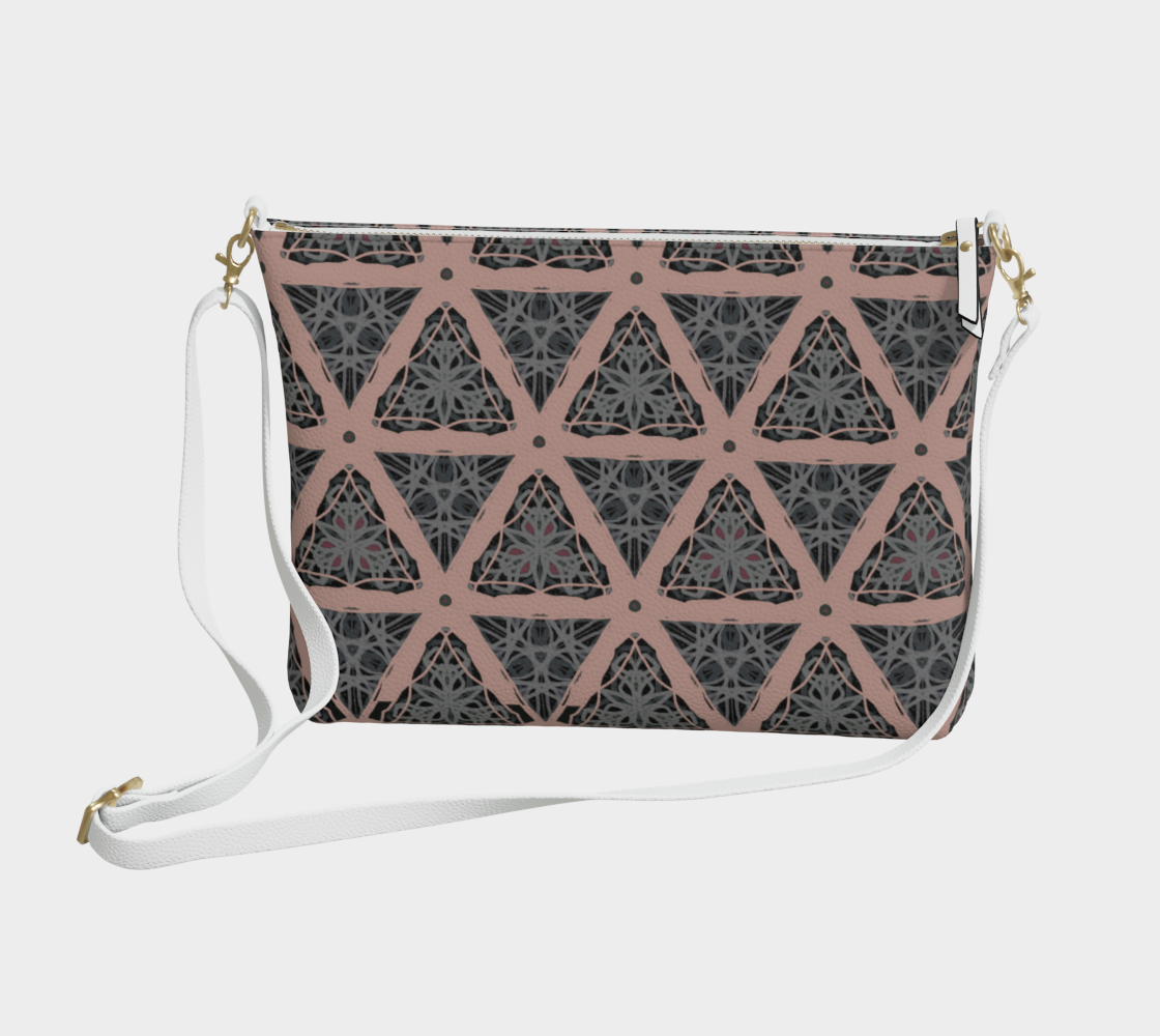 Gray Green Pink Symmetry Vegan Crossbody Purse