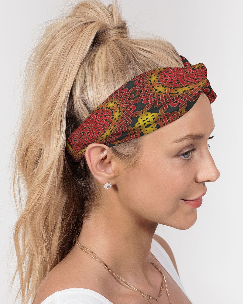 Celtic Orange Spiral Twist Knot Headband Set