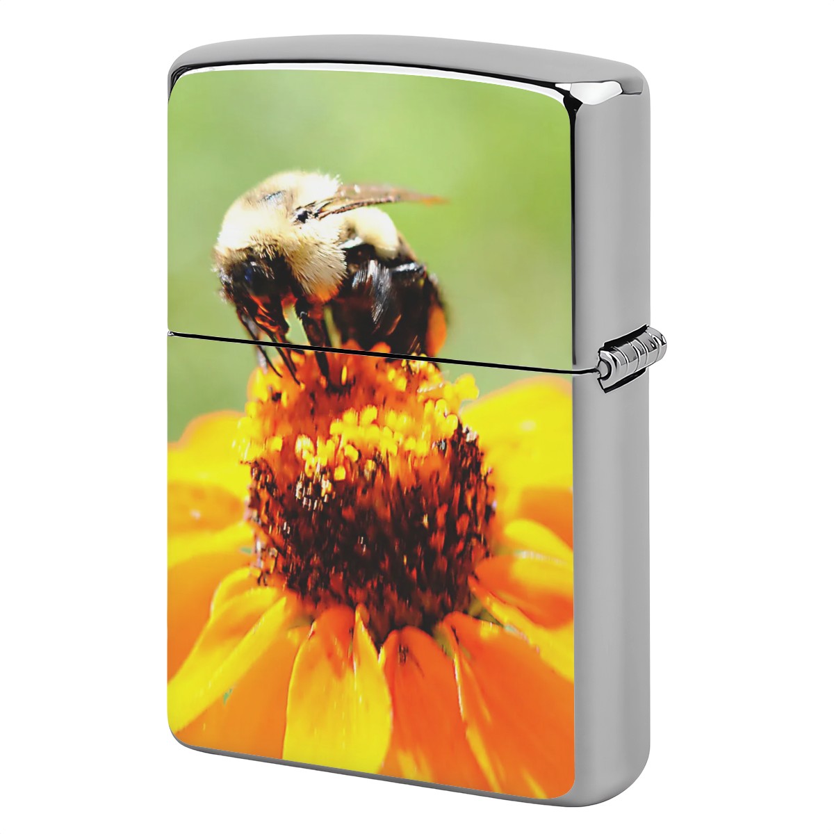 Metal Lighter Case Bee On A Flower