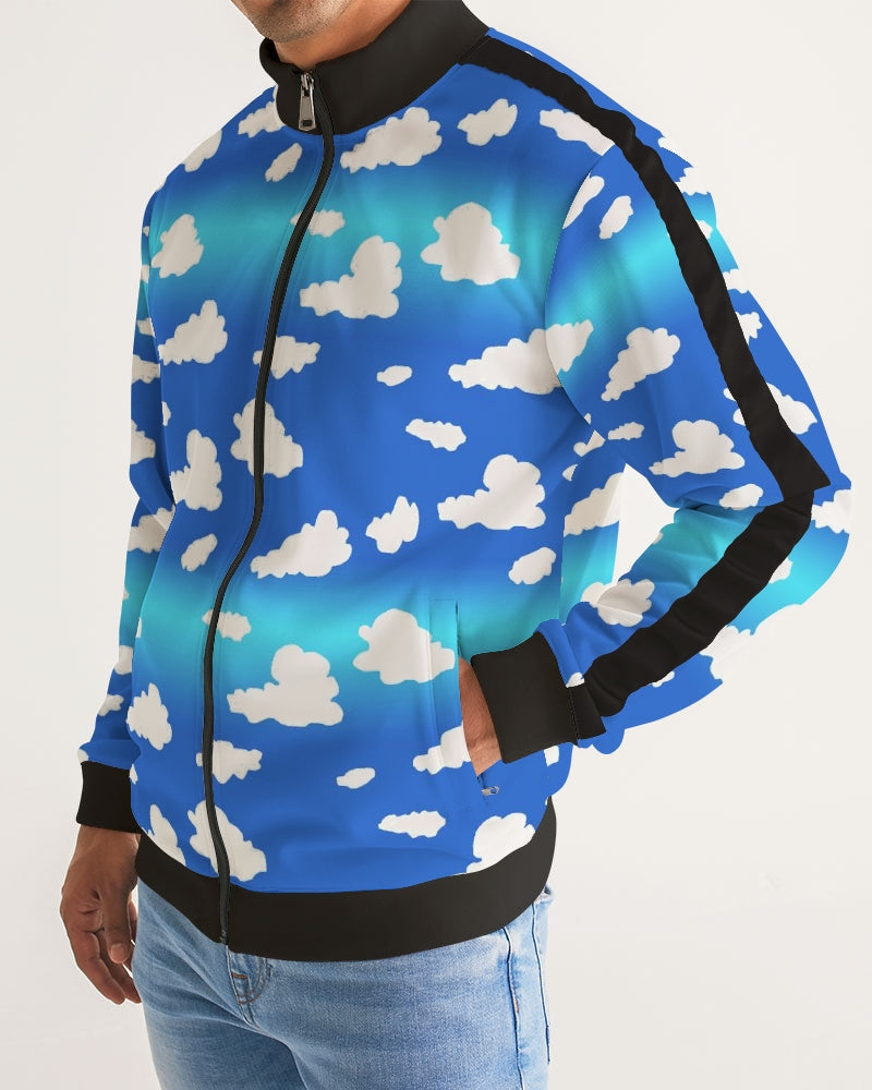 Clouds Pattern Men's All-Over Print Stripe Sleeve Track Jacket