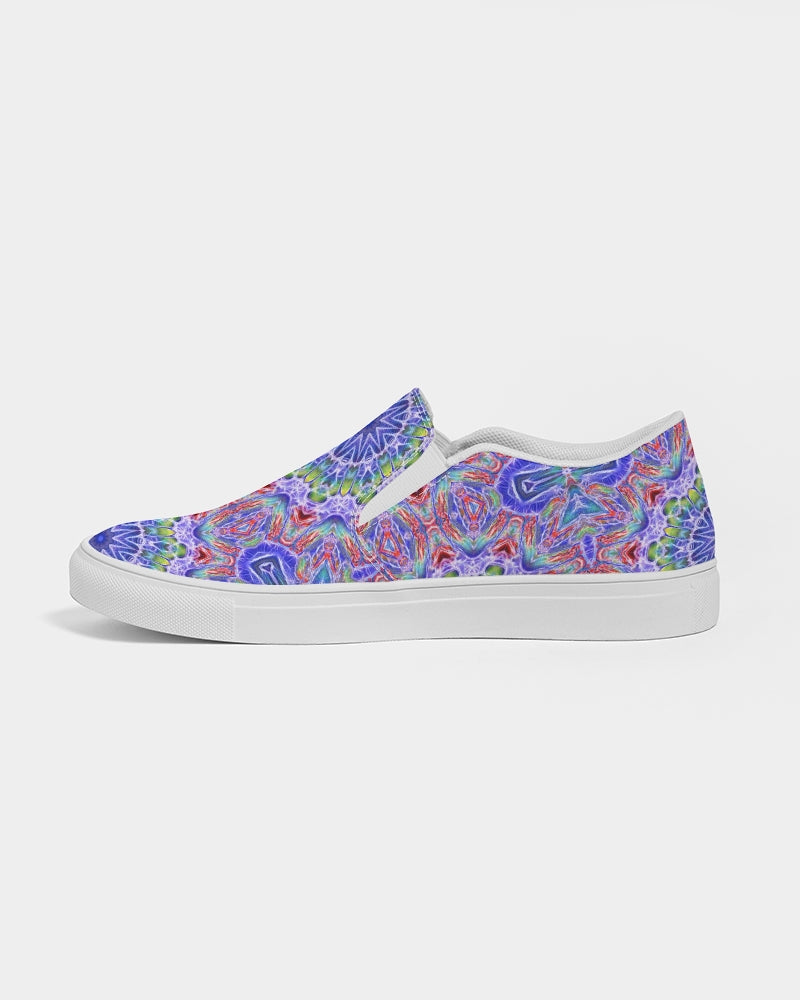 Blue Red Kaleidoscope Women's Slip-On Canvas Shoe