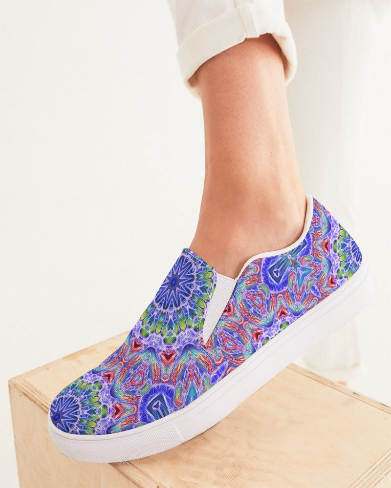 Blue Red Kaleidoscope Women's Slip-On Canvas Shoe