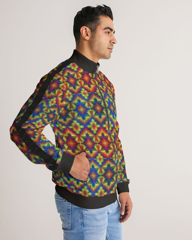 Carnival Kaleidoscope Men's All-Over Print Stripe Sleeve Track Jacket