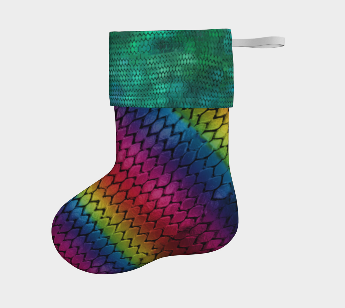 Rainbow Dragon Scales Christmas Stocking