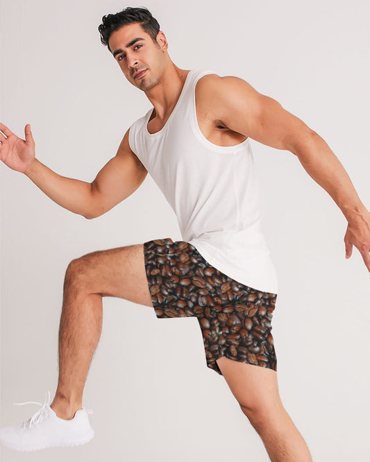 Coffee Bean Pattern Men's All-Over Print Jogger Shorts