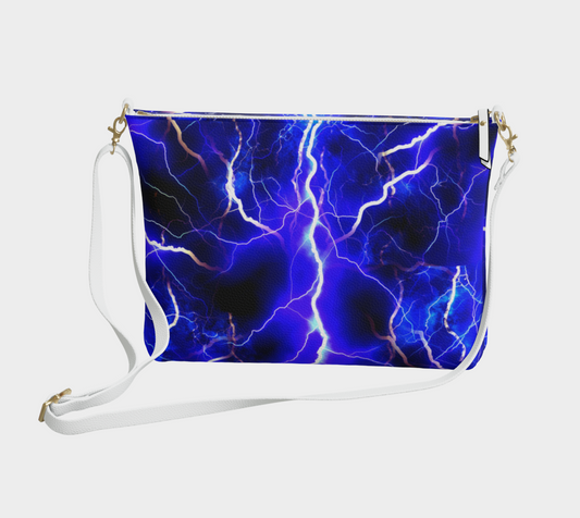 Blue Lightning Vegan Crossbody Purse