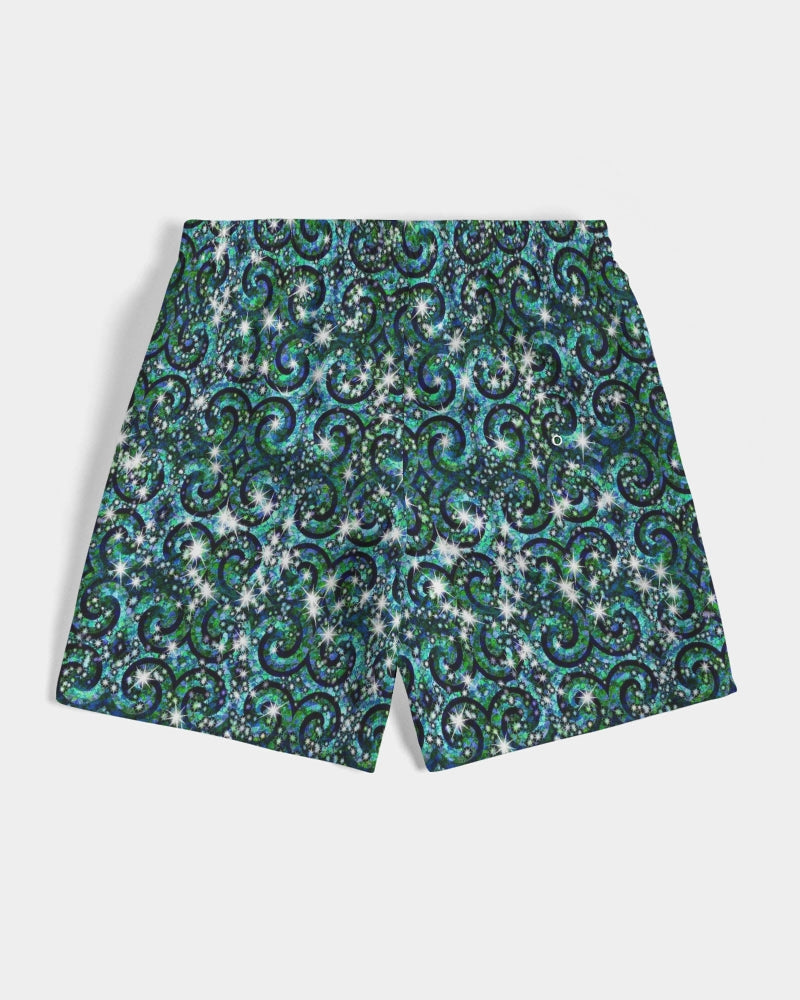 Blue Ice Sparkle Swirl Men's All-Over Print Swim Trunk