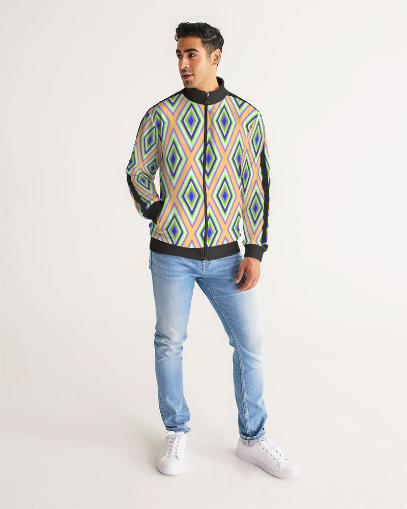 Colorful Diamonds Variation 1 Men's All-Over Print Stripe Sleeve Track Jacket