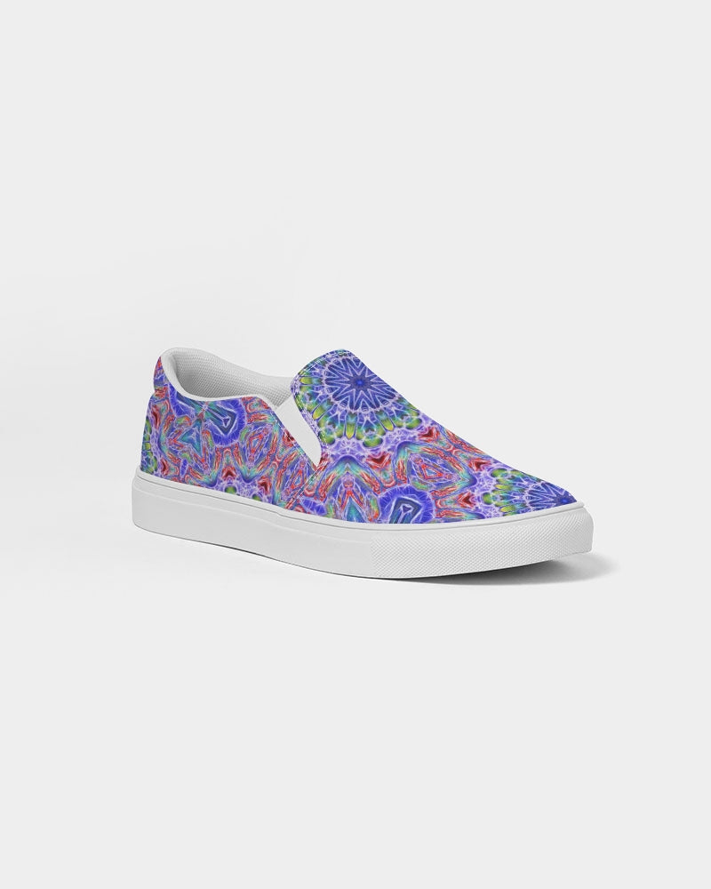 Blue Red Kaleidoscope Women's Slip-On Canvas Shoe