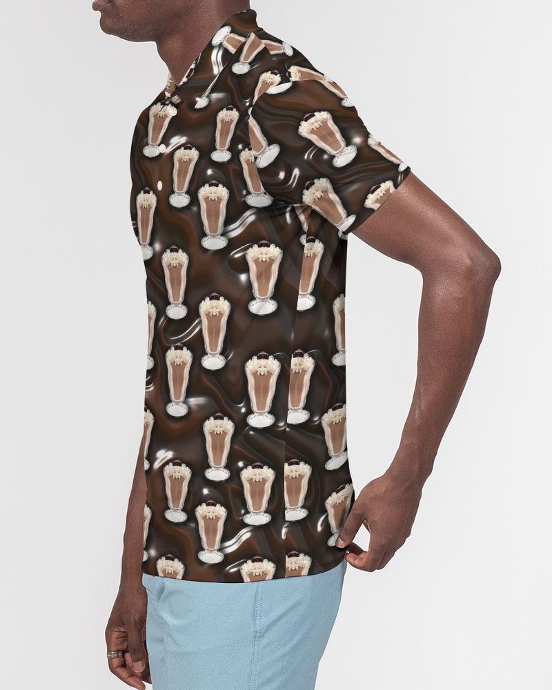 Chocolate Milkshake Men's All-Over Print Slim Fit Short Sleeve Polo